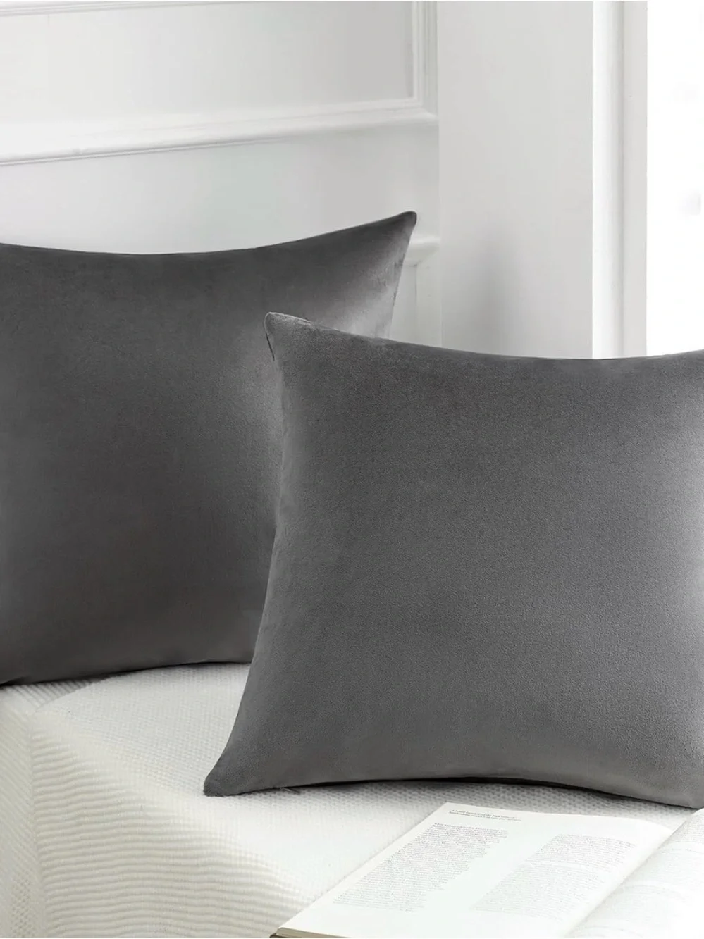 Soft Velvet Throw Pillow Pair - Gray
